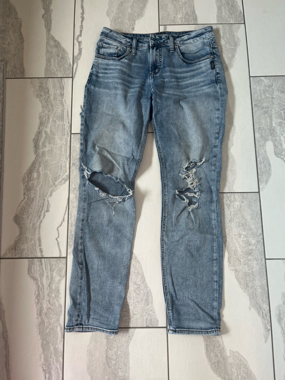 Silver Jeans Light Blue Ripped Skinny Jeans